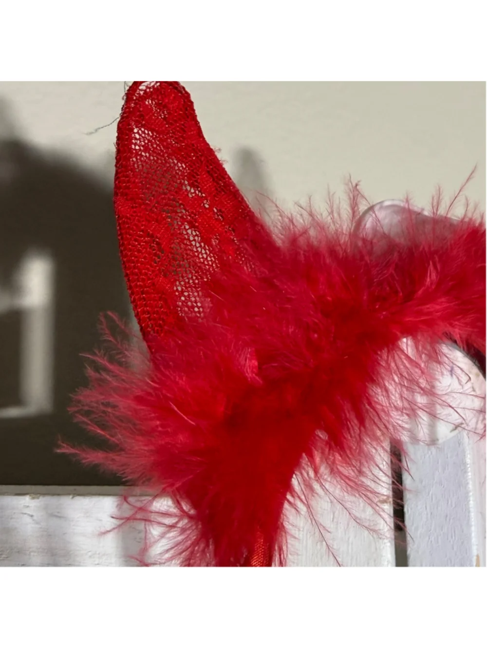 She Devil child's Halloween costume dress red lace horns wings girls sz 9